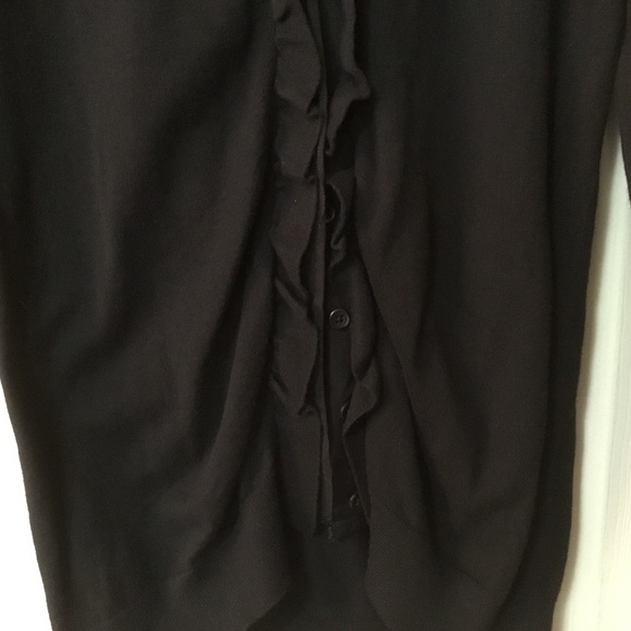 Ann Taylor LOFT Blouse Black (MED) Ruffles lined with buttons - Picture 3 of 4